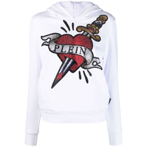 Final Sale] Philipp Plein Womens Crystal Logo Hoodie FARFETCH