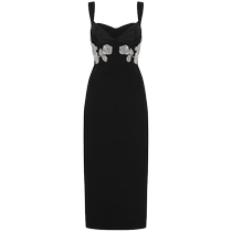 Lady Rebecca Vallance Rose patch flowers with long dress FARFETCH hair chic