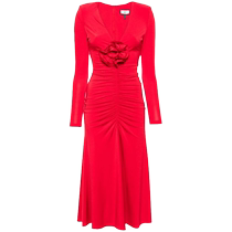 NISSA Womens Floral Appliqué Ruffled Dress FARFETCH