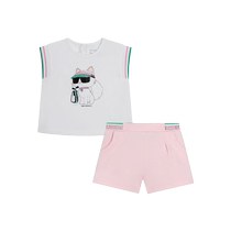 Karl Lagerfeld Childrens Ikonik Choupette Printed Jersey Shorts Set