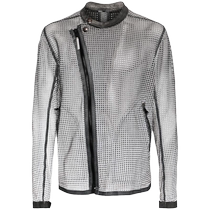 Isaac Sellam Experience for men grid cut-out lether jacket