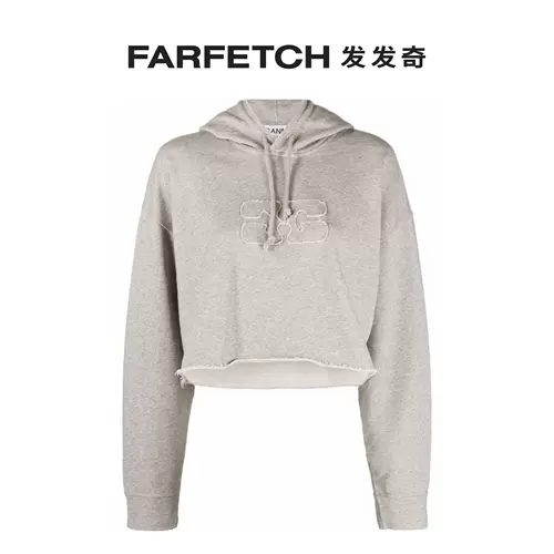 Ganni Mss Logo Нажатие коротких капюшков Farfetch