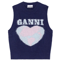 Ganni Womens Heart Intarsia Knitted Tank Top FARFETCH
