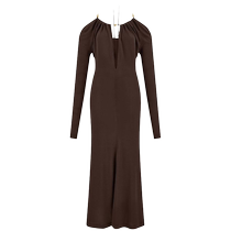 Salvatore Ferragamo Womens Backless Crepe Maxi Dress Fantastic