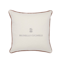 Brunello Cucinelli unisex logo embroidered contrast trim pillow (50cm x