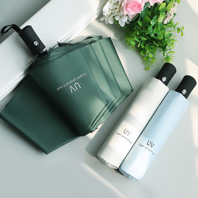 Fully automatic sunny Umbrella female male beach umbrella sunscreen anti-UV-folding small frescoed sun-shading umbrella Dual-purpose