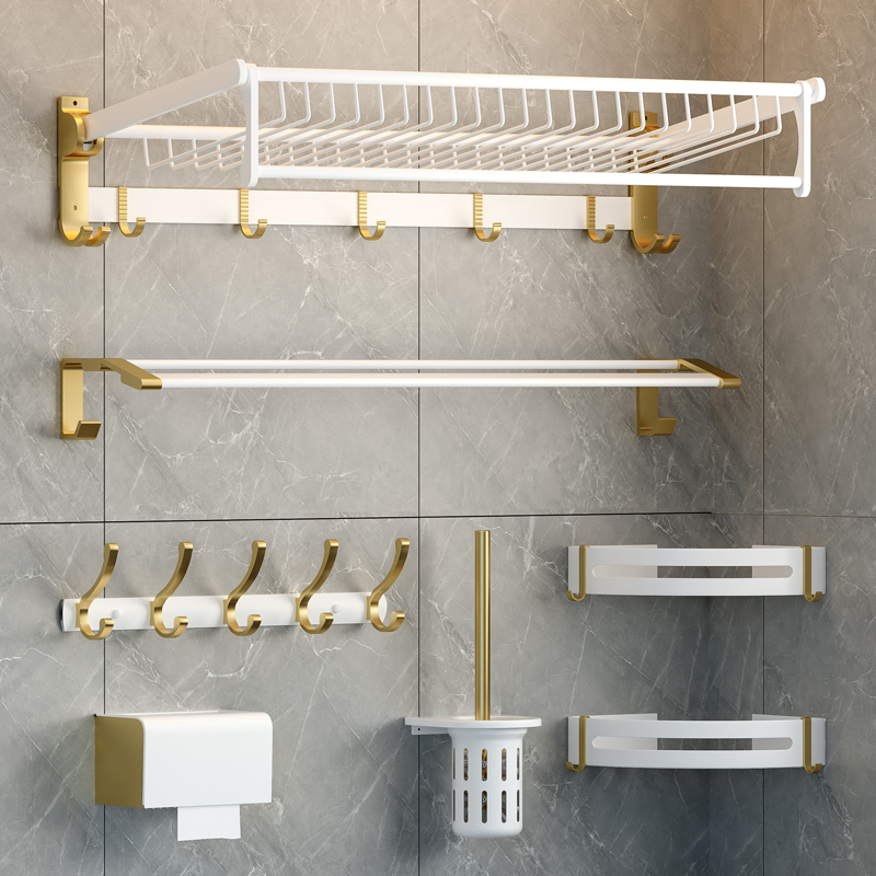 Light and luxurious wind towels Perforated Dressing Room Racks Wall-mounted Bathroom Rack Toilet Bath Towel Rack Bathroom Pendant