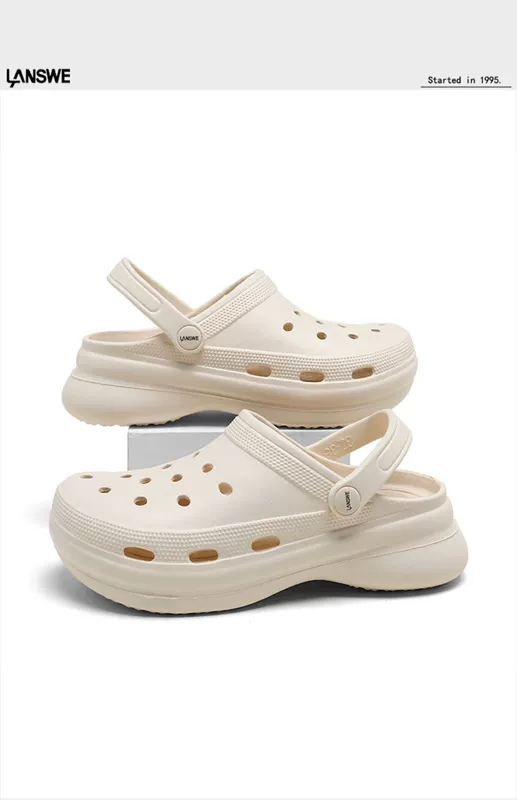 Langsha Croc Giày Nữ Chống Trơn Trượt Tăng Slip-on Sandals Dép Đi Biển Áo Khoác Ngoài Phẫu Thuật Y Tá Dép Nữ dép đi biển cho nữ đế cao