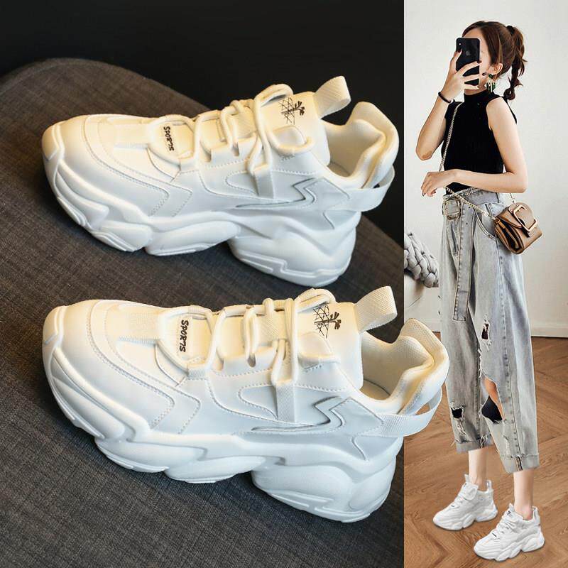 Hong Kong Genuine Leather Old Daddy Shoes Woman 2023 Autumn Winter New White Interior Heightening Small White Shoes Thick Bottom Sports Casual Women Shoes-Taobao