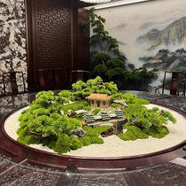 New Chinese-style hotel table decorations immortal moss and pine tree landscaping carousel middle landscape decoration