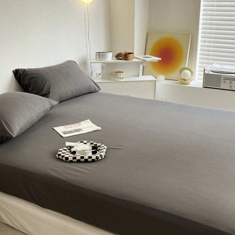 Solid color washed cotton single-piece mattress cover Simmons mattress all-inclusive dust-proof fixed non-slip protective cover can be customized