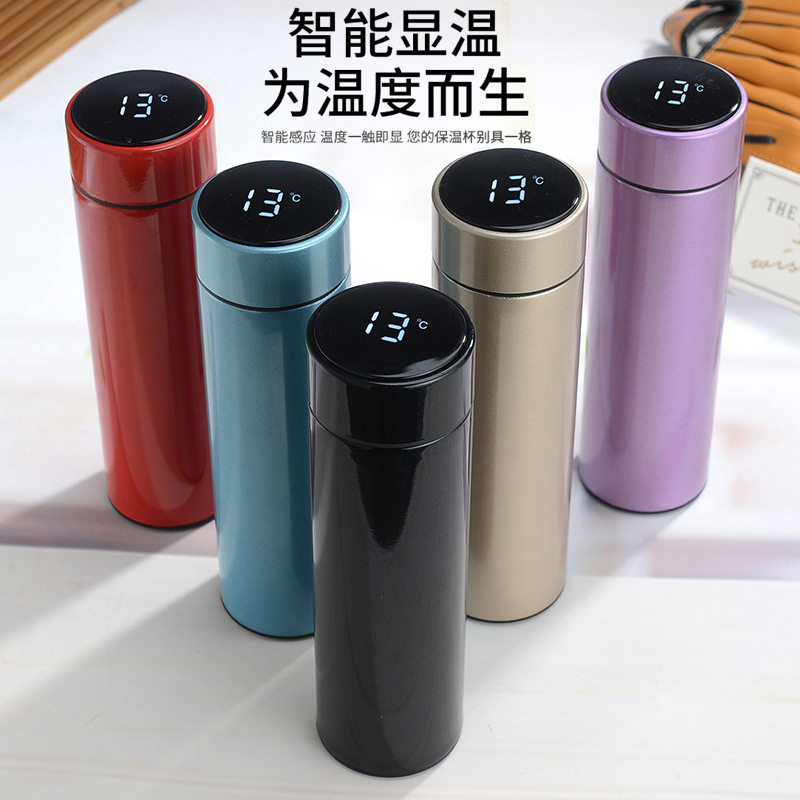 304 stainless steel intelligent temperature measurement insulation cup 500ml business straight cup portable temperature water cup custom lettering gift