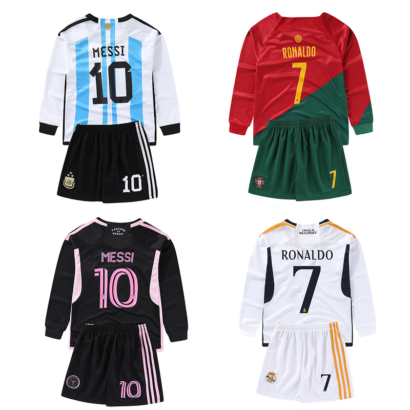 Children's and Adult Long-Sleeved Football Uniforms Argentina Messi No. 10 Portugal Ronaldo No. 7 Real Madrid Jersey Spring, Autumn and Winter