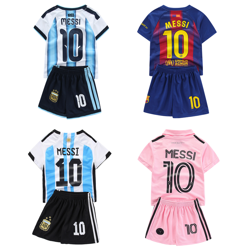 2026 Argentina Messi No. 10 Jersey Kidsren's Barcelona Miami Boys and Girls Football Uniform Messi Jersey