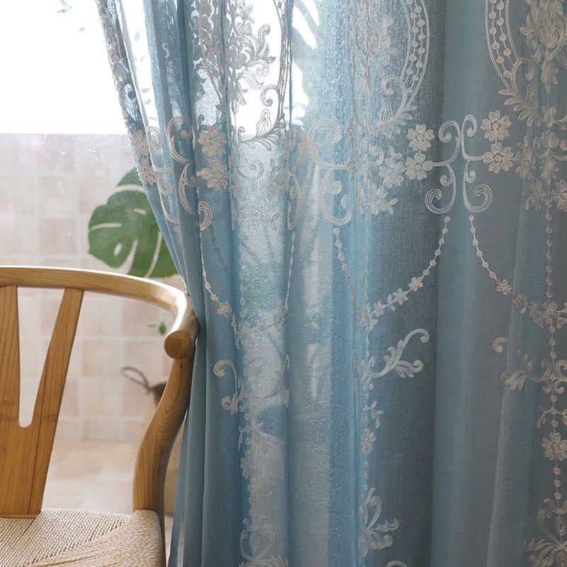 如何选择适合美式乡村风格的透光不透人圆点绣花窗帘纱？