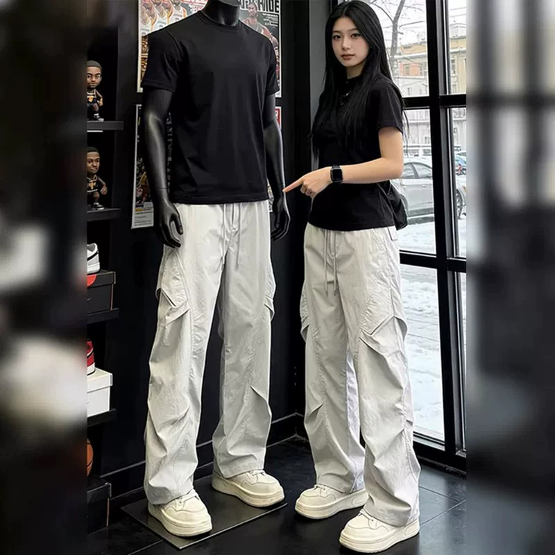 Kangshi Yishu Pleated Trendy Straight-Leg Casual Pants for Men, New Autumn Style, Loose Thin Workwear Quick-Drying Long Pants