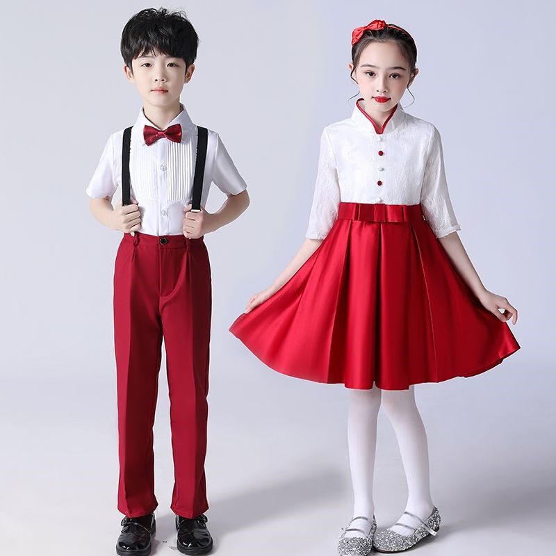 June 1 children's chorus costumes performance costumes boys and girls primary and secondary school students choir poetry recitation hosting performance costumes