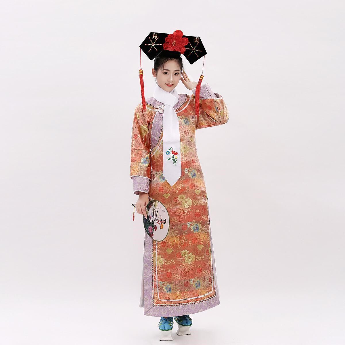 Qing Dynasty female costume Zhen Huan costume flag dress noble concubine costume palace female costume checkered costume costume costume photo studio photography
