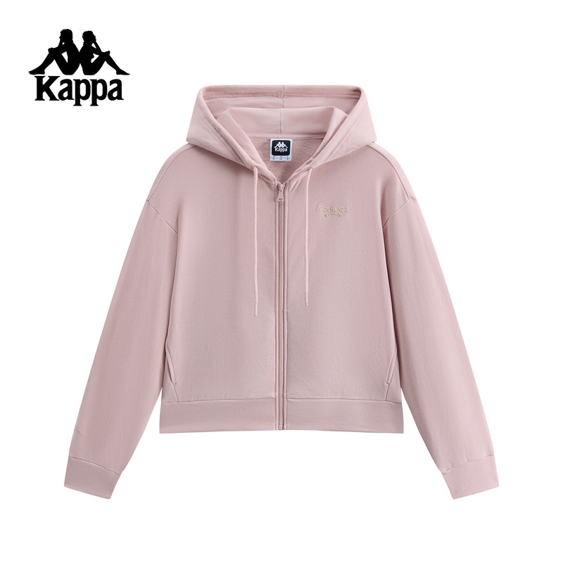 Kappa Back-To-Back Sports Jacket for Women, Spring New Knitted Hooded Cardigan Sweatshirt, Casual Top for Women