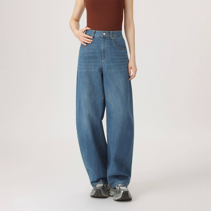 Amash Casual Comfortable Scimitar Pants Spring and Summer Lazy Style Loose Floral Washed Jeans Women's Clothing 510084