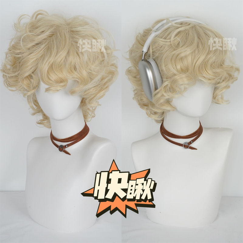 Quick Look! Lazy Style Platinum Blonde Curly Wig, Versatile Wig for Cosplay, Short Curly Wig, Thickened Hair Volume Version