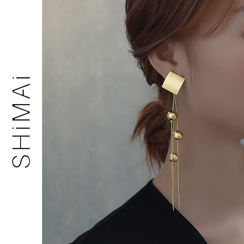 Golden Earrings 2022 New display slim senior feel light and luxurious earrings 925 silver needle streaming Sulong version earbuke