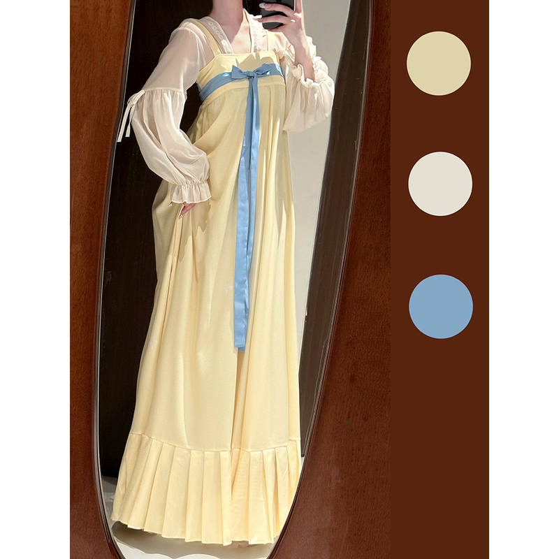 Qingxianji Original [Xiahe] Tang-Style Shawl Cardigan with Suspenders, Mid-Length Skirt, New Chinese Style Hanfu, Vacation Style for Women
