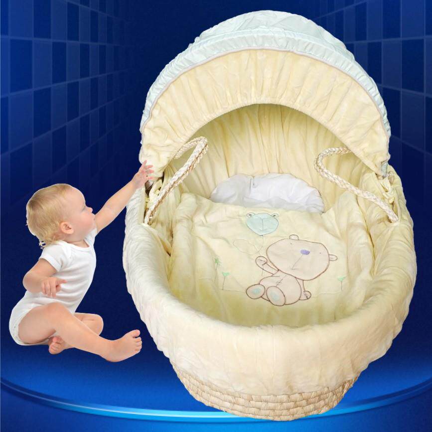 Newborn baby straw sleeping basket discharged handcuff basket lay cradle carrying out baby bed