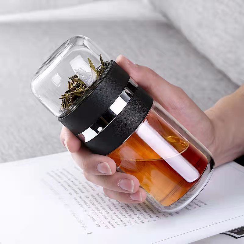 High End Tea Water Separation Insulated Cup Double Glass Cups Heat Insulation Tea Cup Mini men and women Water glass minimalist cups-Taobao