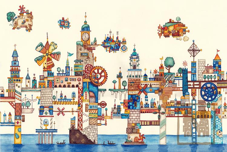 Creative Wonder Day Street Hand-painted City Times Square Wooden Adults 1000 Pieces Puzzle Puzzle Toys