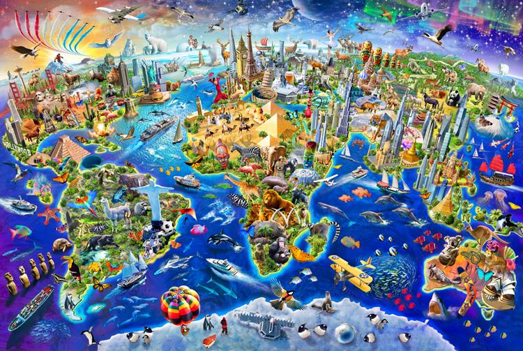 World Landmark 5000 Pieces Wood Adult Geo Puzzle 1000 Pieces Children Puzzle Toy Gift