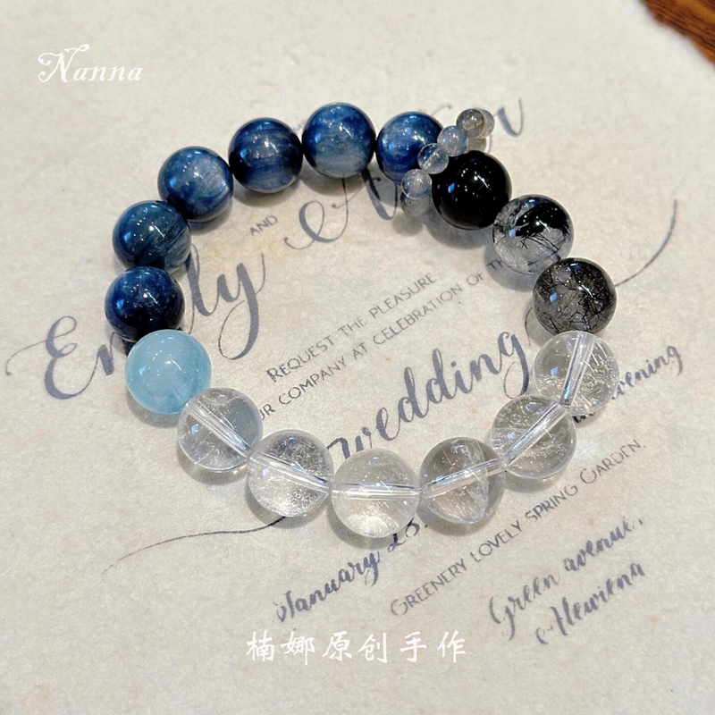 Nan Nana【Glacier】Natural Aquamarine Crystal Beaded Bracelet, Blue Series, Summer Fashion Versatile Bracelet