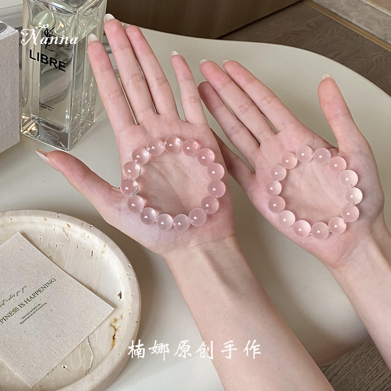 Nana【Rose Maiden】Natural Body Cleansing Pink Crystal Bubble Bead Bracelet Collectible Light Luxury Bracelet Gift