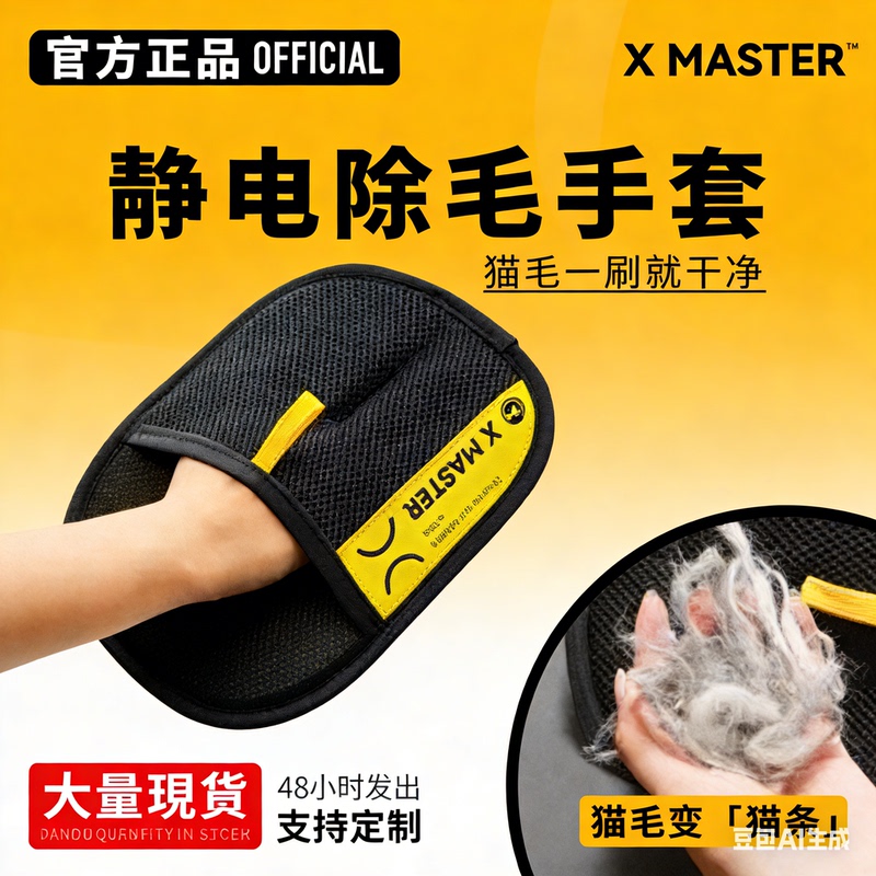 Pet Electrostatic Hair Removal Gloves, Two-Way Brush for Removing Cat and Dog Hair, Powerful Hair Removal Tool, Pet Cleaning Supplies in Stock