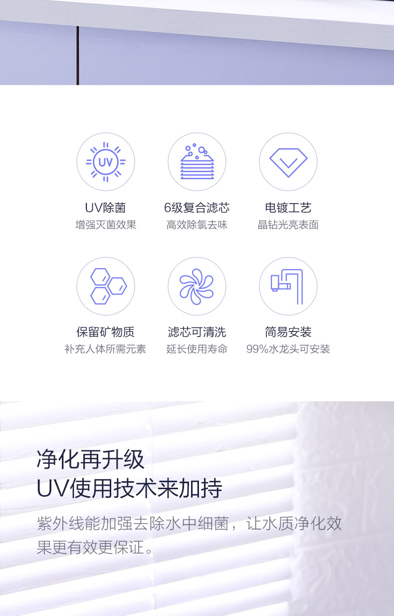 小米有品  小质 紫外灭菌/6级精滤 水龙头 前置过滤器 一机一芯 图2