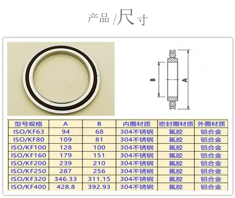 ISO真空中心支架304不锈钢密封圈63铝外圈80氟胶圈100法兰160O型1-淘宝Taobao | 天猫Tmall
