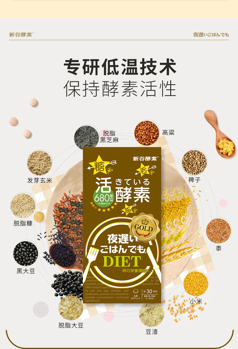 日本进口 新谷酵素 NIGHTDIET 黄金版升级版夜间酵素 42粒 图5