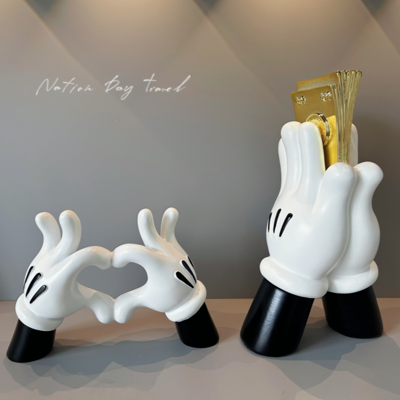 Mickey Mouse Piggy Bank Housewarming Opening Gift for Attracting Wealth and Prosperity, Hand-Shaped Jewelry Stand, Vase, Hand-Shaped Building Blocks, Flower
