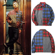 Autumn and winter Japanese retro color plaid zipper shirt jacket for men and women couples Yu Wenle same style jacket