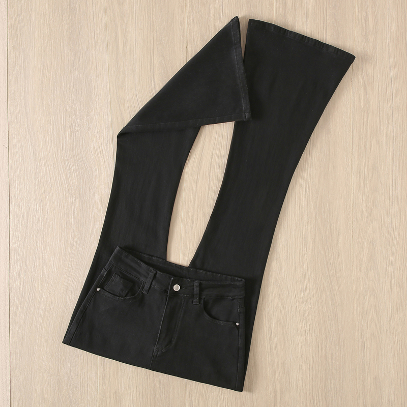 La Chapelle Black Flared Jeans for Women, 2026 Summer New High-Waisted Slim-Fit Petite Floor-Length Bell-Bottom Pants