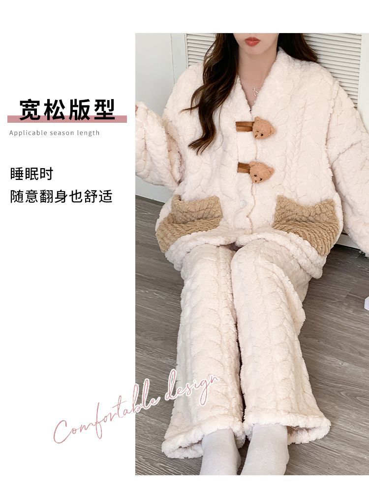 2026珊瑚绒月子服冬产后孕妇睡衣大码产妇喂奶哺乳保暖加厚家居服 — 13