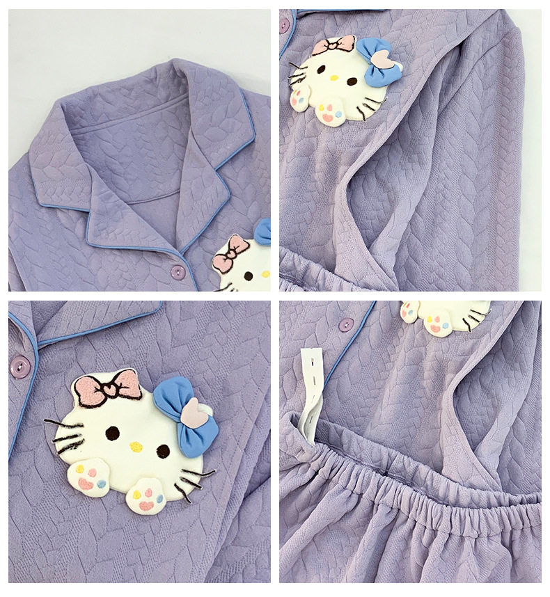 Maternity Pajamas Autumn and Winter Style Thickened Three-Layer Pure Cotton Warm Postpartum Nursing Home Wear Maternity Set — 21