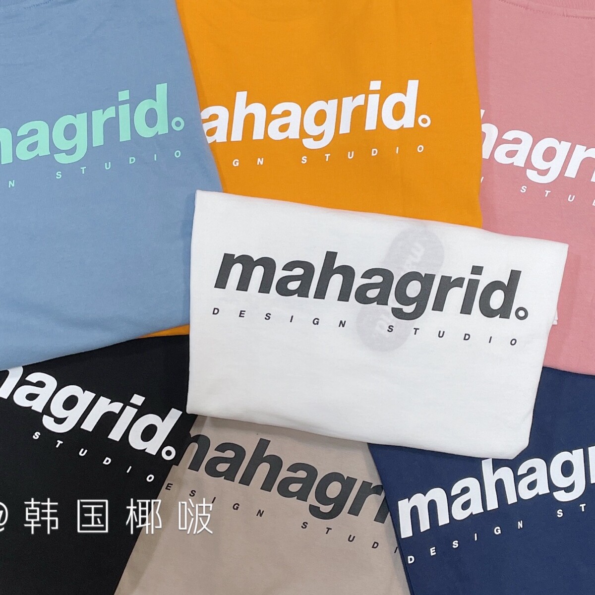 Domestic Spot Korea Coconut Mahagrid Direct Mail 21 years Classic Alphabet Printed T-shirt