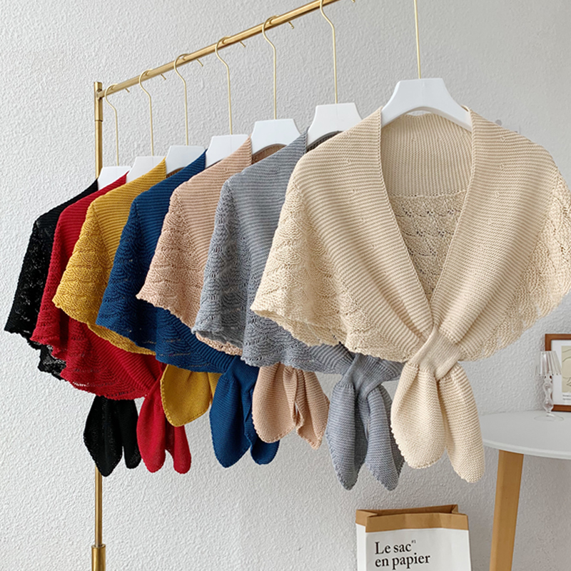 Cold selection of 100 million shoulder pad neck artifact summer crow's feet outside the air-conditioned room small shawl mermaid knit shoulder bib neck