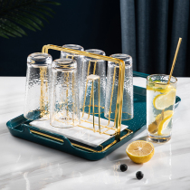 European cup holder Glass cup hanging shelf Storage rack Household living room drain rack Tray Creative storage upside down rack