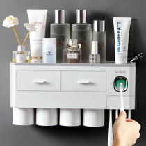 Automatic toothpaste dispenser Toothbrush shelf Toilet hole-free wall-mounted lazy extruder set artifact