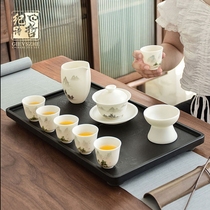 Ji Shizhe Suiyao handmade white porcelain Kung Fu tea set Home office meeting sheep fat jade high-end tea pot