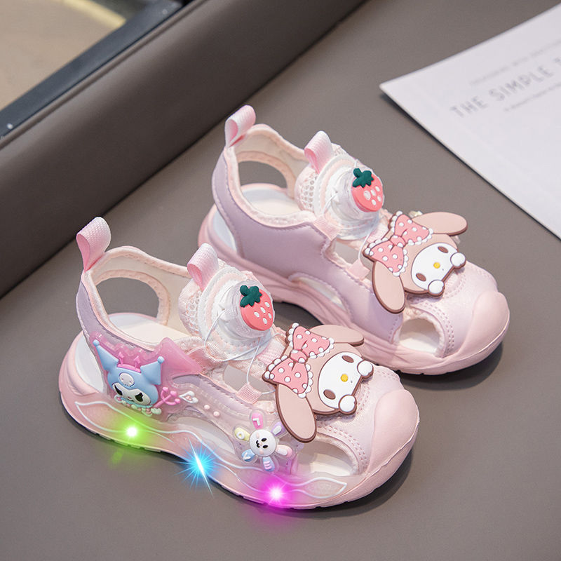 Bala Baboon Melody Girls' Glowing Princess Sandals 2026 Summer New Cartoon Closed-Toe Little Girls' Sandals