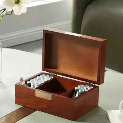 Bai Kaiqi household wooden needlework box high-end retro storage box multi-function wedding gift diy handmade sewing