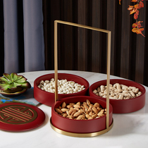 Modern new Chinese style decorative cans Metal basket box Model room Living room Wood lacquer storage canned decorative basket soft